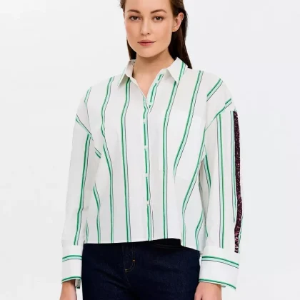 Blusa rayas detalle manga lentejuelas - CKS