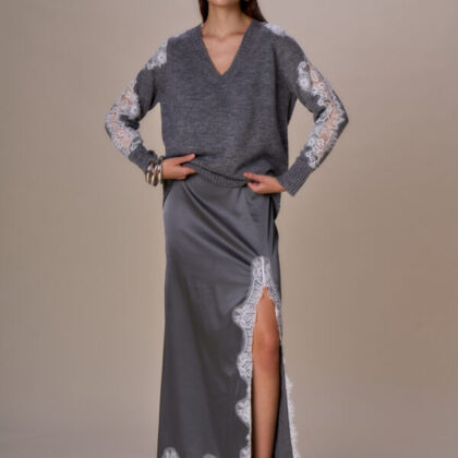Jersey gris mangas de encaje NO SECRETS