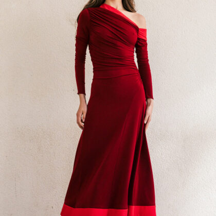 Vestido punto burdeos Colour Nude