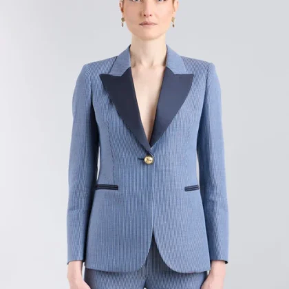 Blazer de lino a rayas Paddy Estilo Navy Artesanal EXTREME COLLECTION