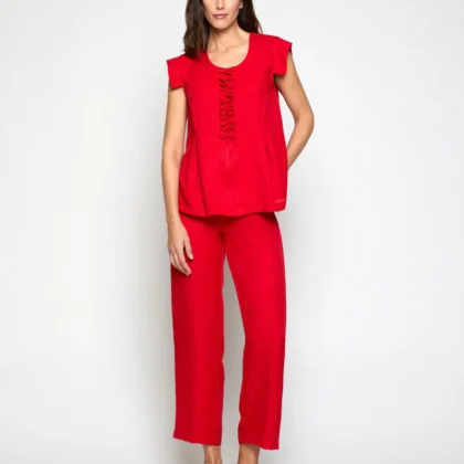 CONJUNTO blusón dion y pantalón rojo MERCEDES DE MIGUEL