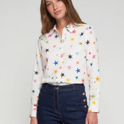 CAMISA BLANCA ESTAMPADO ESTRELLAS MULTICOLOR VILAGALLO
