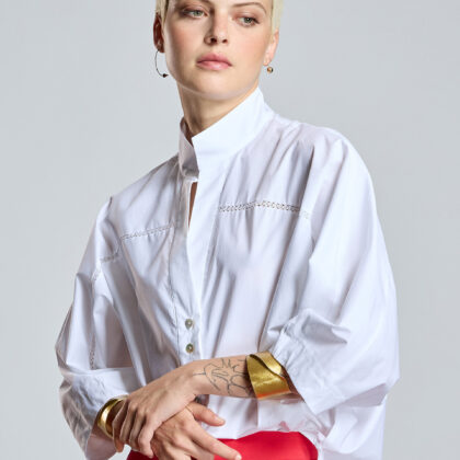 Camisa blanca con entredos Alba Conde