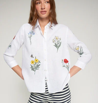 Camisa blanca flores bordadas Vilagallo
