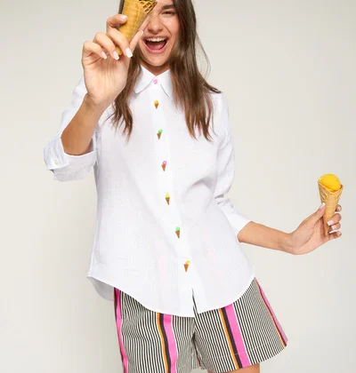 Camisa lino blanca helados Vilagallo