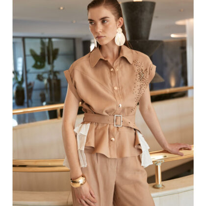 Camisa con strach camel TRASH AND LUXURY
