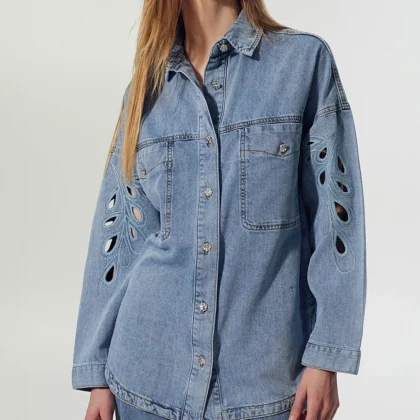 Camisa oversize denim aberturas BSB