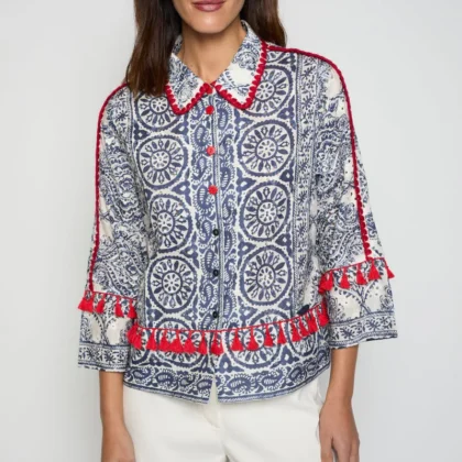 Chaqueta Aurora borlones Marino MERCEDES DE MIGUEL