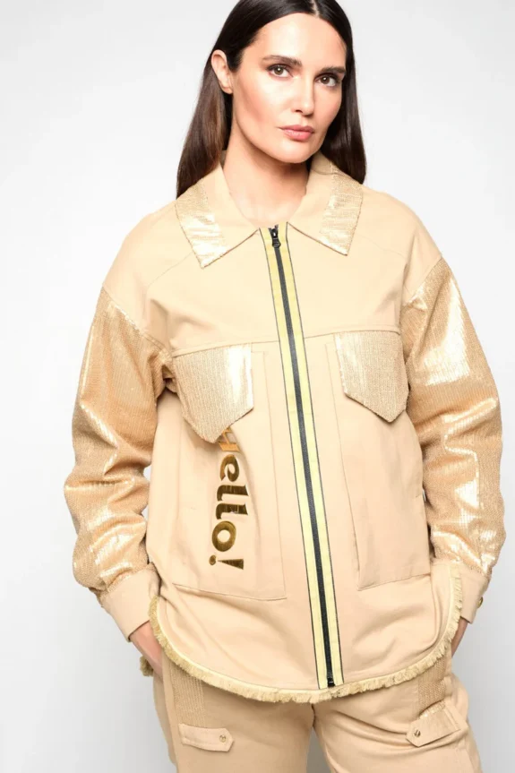 Chaqueta Lentejuelas Ekilore Camel MERCEDES DE MIGUEL