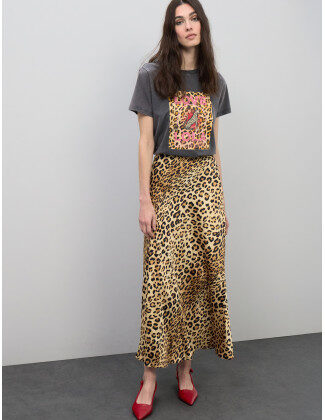 Falda satinada estampado animal Lola Casademunt