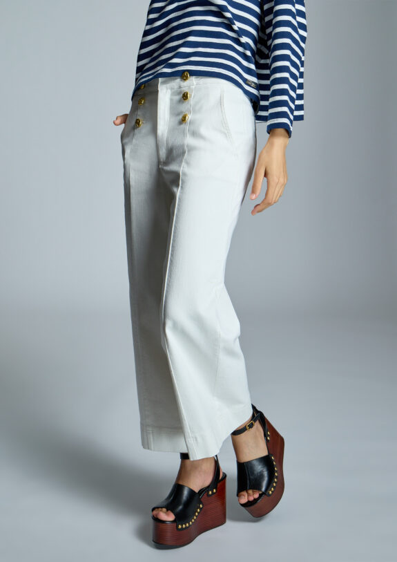Jeans cullote blanco Alba Conde