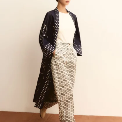 Pantalón de sarga estampada blanco lana EMME rombo