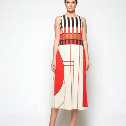 Vestido Mosaico Print Camel MERCEDES DE MIGUEL
