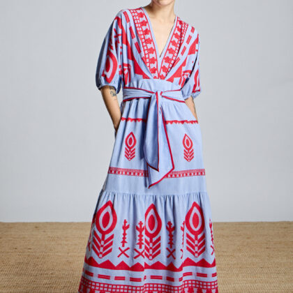 Vestido étnico azul bordado ALBA CONDE