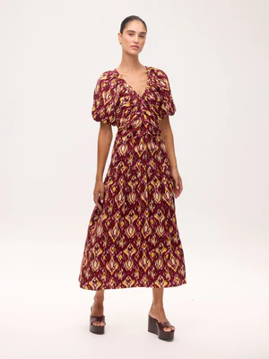 Vestido largo burdeos estampado MIOH