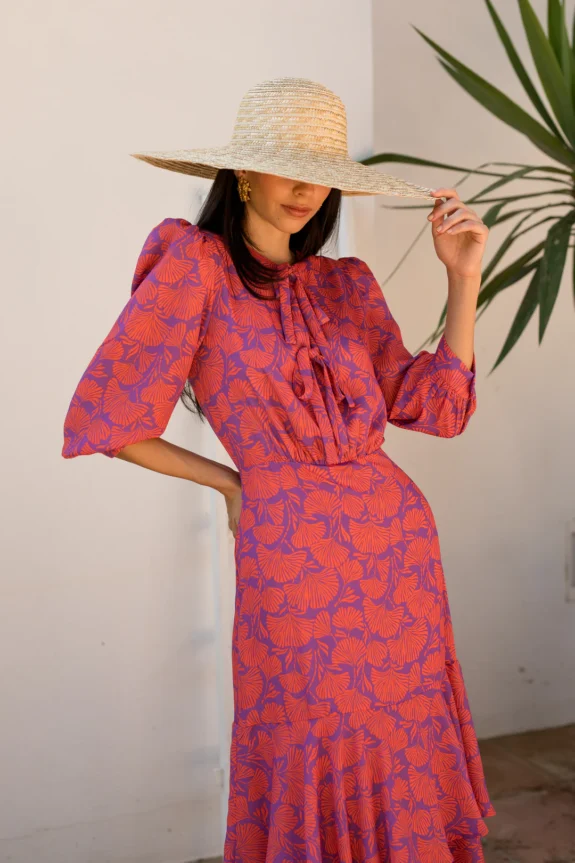 Vestido volante Marlene flor Meryfor