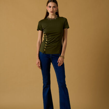 Camiseta  abertura botones canela NOSECRETS