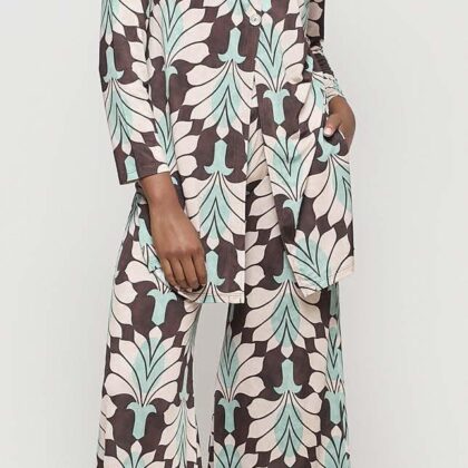 Conjunto pantalon camisa abstracto MALENA