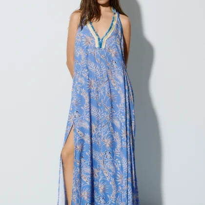 Vestido Maxi printed dress azul BSB