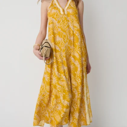Vestido Maxi printed dress mostaza BSB