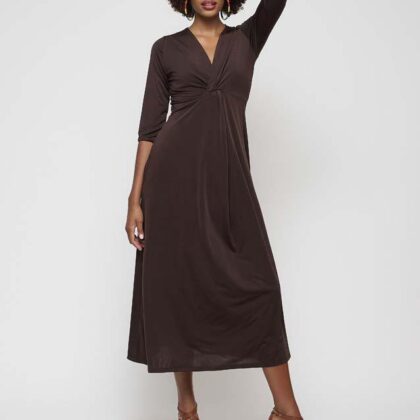 Vestido marron media manga MALENA
