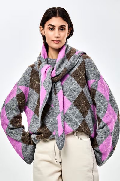 BUFANDA ROMBOS ROSA Y GRIS-CKS