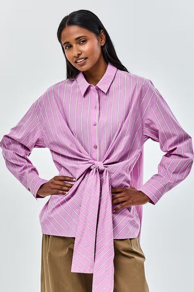 CAMISA MANGAL LARGA ROSA RAYA-CKS