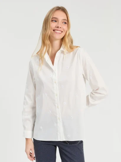 CAMISA BLANCA STRASS FLOR -VILAGALLO