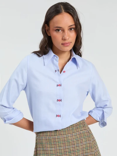 CAMISA ESPIGA AZUL BORDADO-VILAGALLO