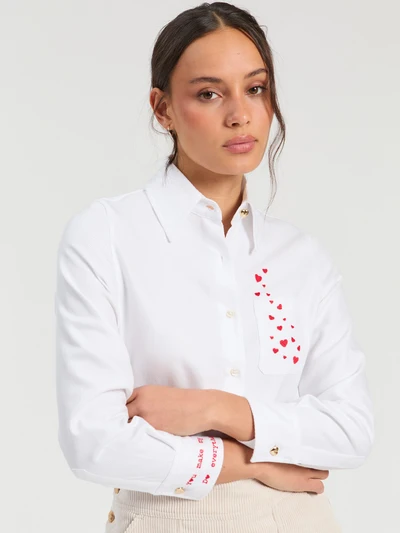 CAMISA ESPIGA BLANCA BORDADO CORAZÓN-VILAGALLO